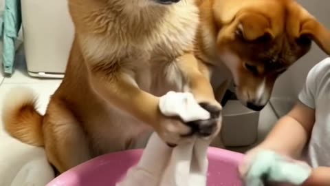 Funny Dogs Cleaning home