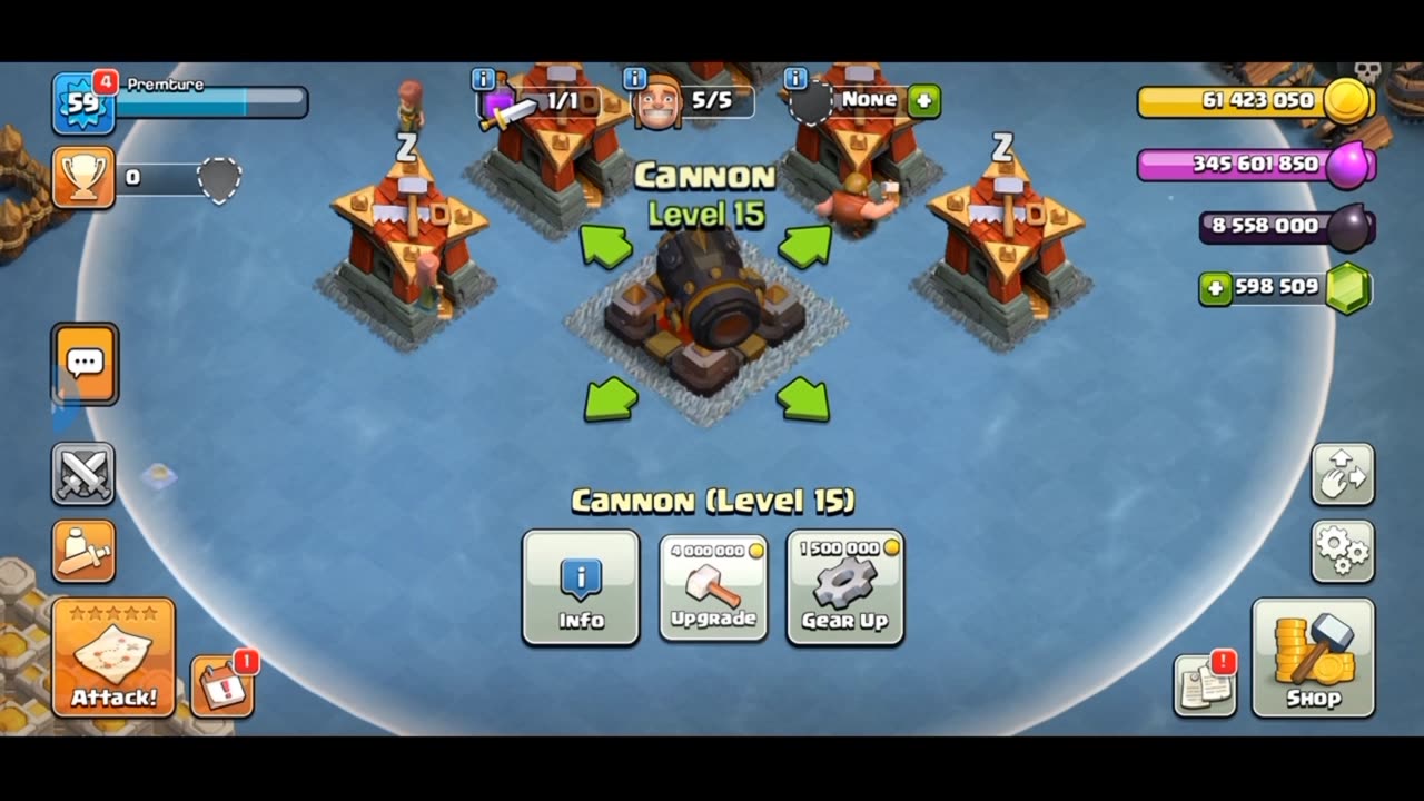 Upgrade cannon lv 1 to max!!!