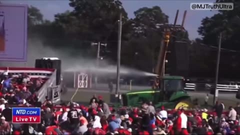 Trump assassination Attempt - hydraulic fluid from a tractor being hit by the flurry of bullets.