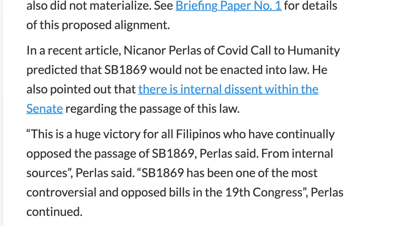 BREAKING NEWS! Philippines Senate Fails to Pass SB1869. NO W.H.O. ALIGNMENT.