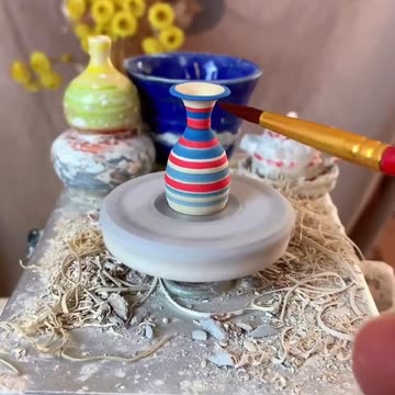 Creating tiny pottery vases is a delicate process that demands precision and creativity.
