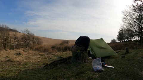 Chilling by the tent . Drinking a coffee. Dartmoor. Speedlapse. GoPro