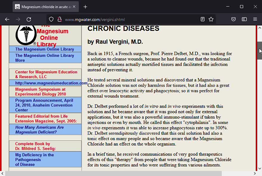 Did Dr. Pierre Delbet Cure Parkinson's Disease and Cancer in 1939 with Magnesium Chloride?