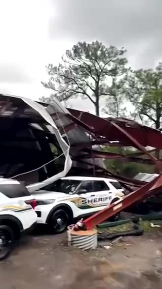 St. Lucie florida sheriff's office completely flattened by a tornado...