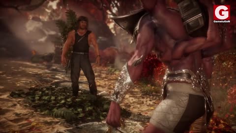 Mortal Kombat 11 - Rambo Meets Fighters for the First Time