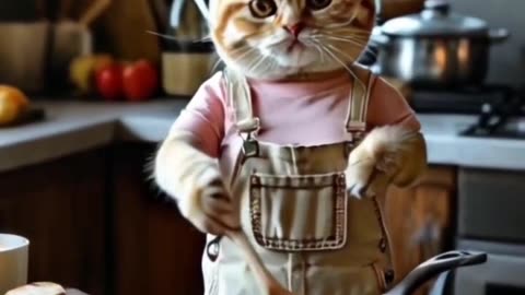 Ai working Cat #Cat #AIAnimals