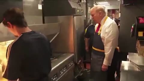 President Donald Trump working at McDonalds drive-thru in Pennsylvania