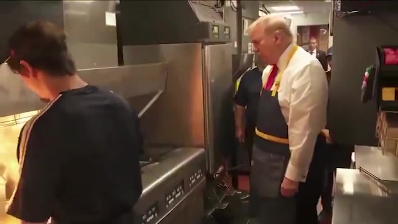 President Donald Trump working at McDonalds drive-thru in Pennsylvania