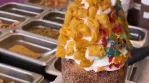 Fruity pebbles and captain crunch chimney cake ice cream.