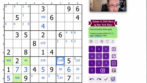 Sudoku 2024 10 11 hard - under 10 minutes