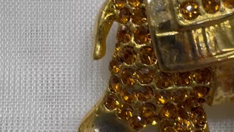 18KGP Elephant Crystal Brooch (1.75” x 1.25”). Made with Swarovski Crystal.