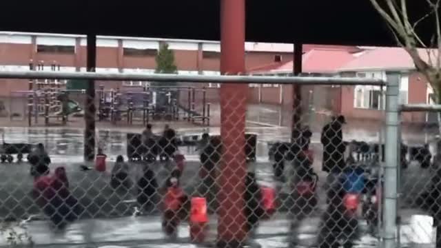 CHILD ABUSE: Kindergartners are forced to eat lunch outside in 40 degree weather