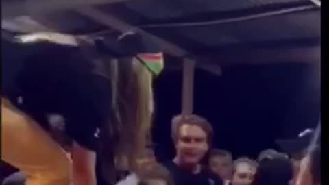 Green beer bottle forward trust fall