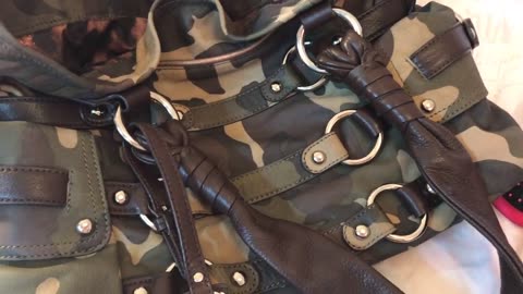 What's in my bag. B. Makowsky Kimberly Tote in Camouflage Leather.