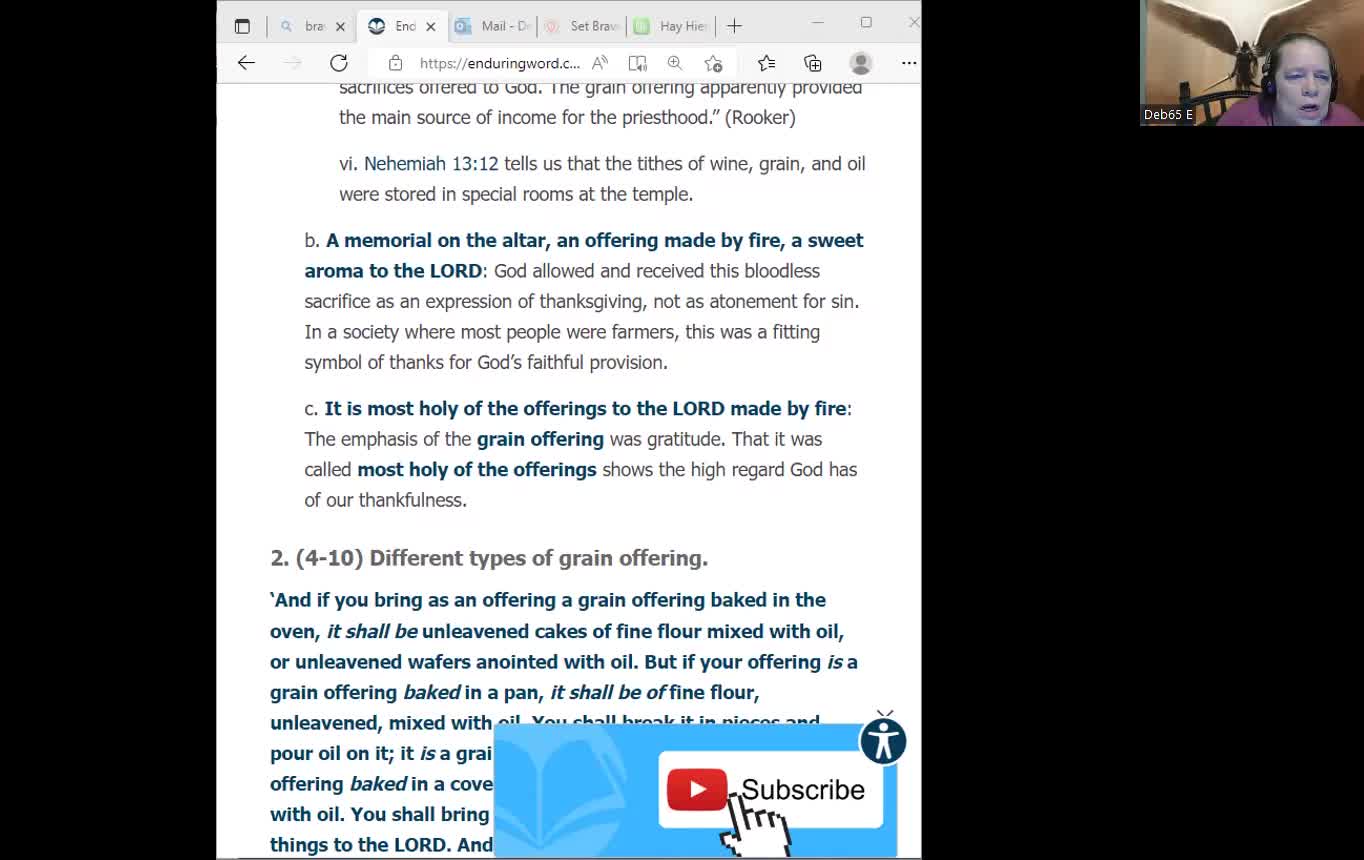 Journey Through The Bible -- Episode 65 -- Instructions for the Grain Offering