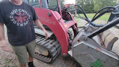 FAE MULCHER HEAD PINS WELDED TO THE TAKEUCHI TRACKLOADER
