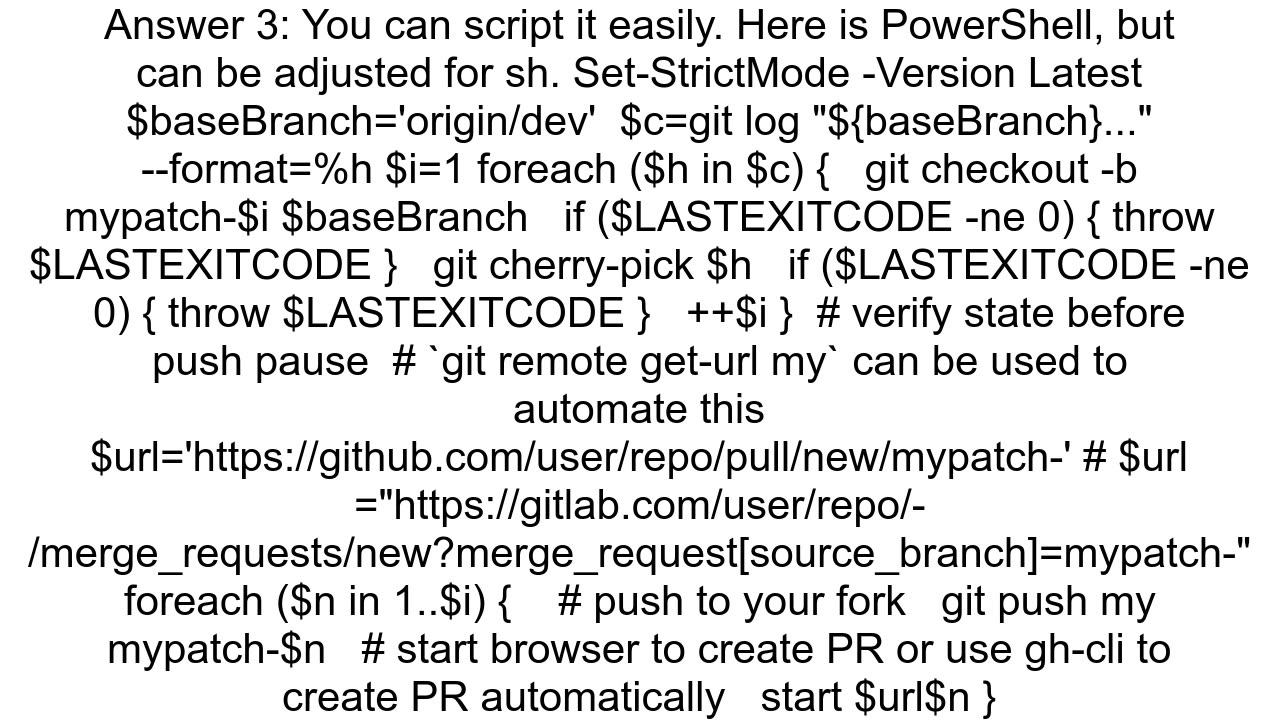 How to send one pull request per separate commit