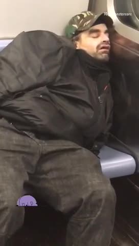 Man passed out sleeping on subway train