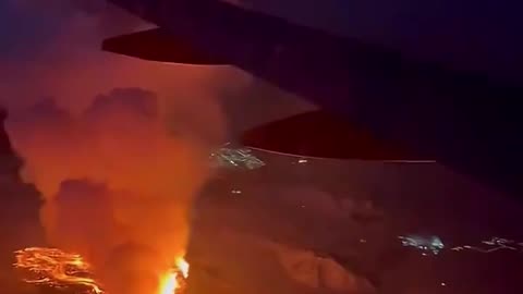 Amazing Plane Over A Volcano Erupting In Iceland