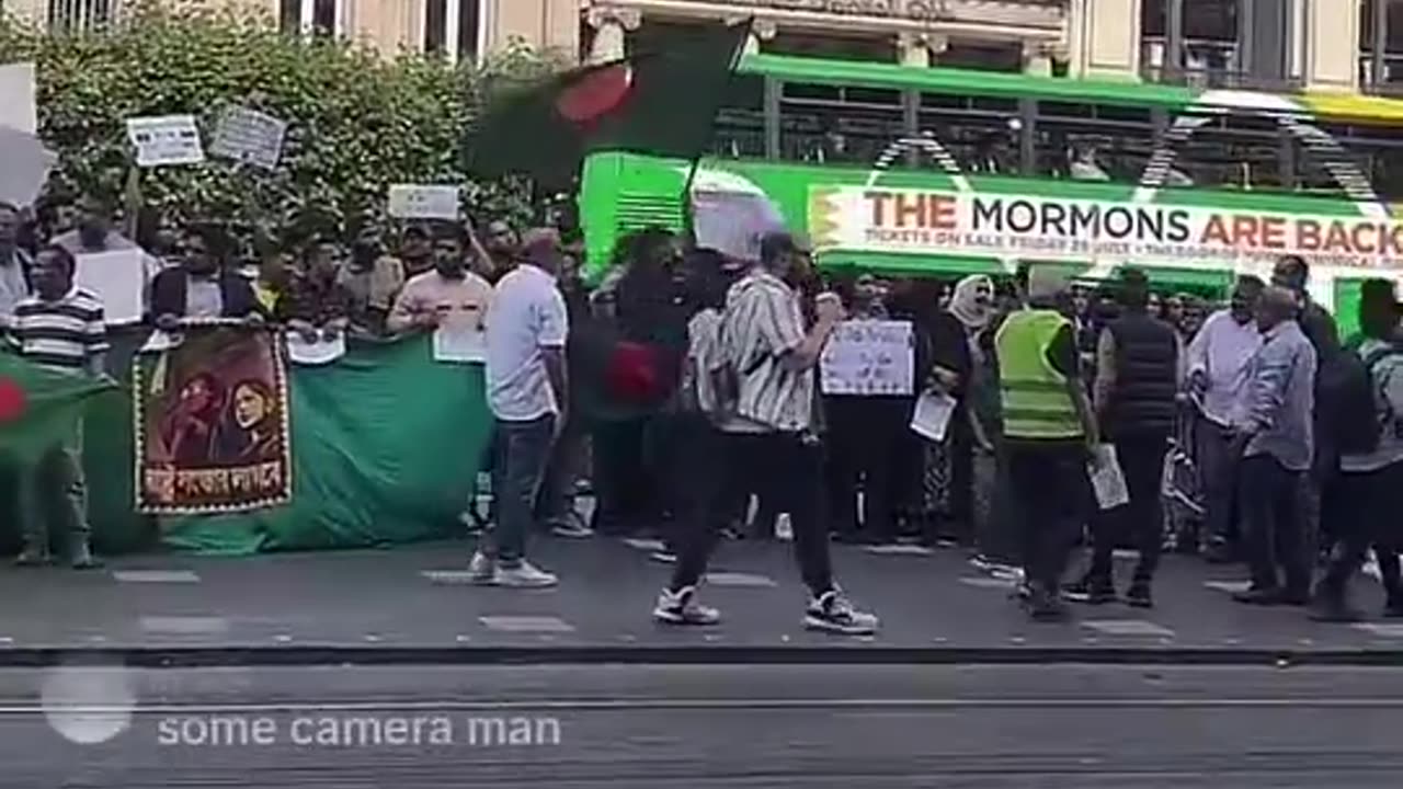 Bangladesh people protesting in Ireland about a murder in Bangladesh.