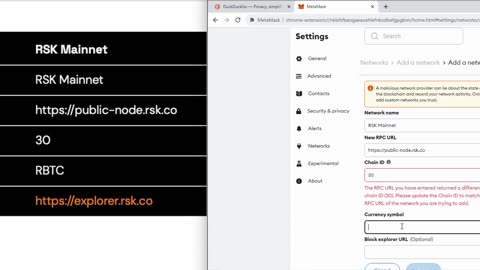 METAMASK RSK MAINNET SETTING