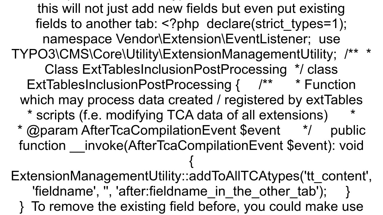 How to change the position of a column in the TYPO3 TCA