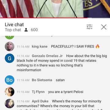 Not one nice comment on Nancy Pelosi's live stream