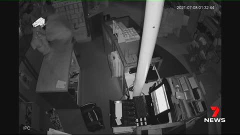 The moment a half-naked man allegedly robs a shop in Mackay QLD AU