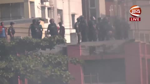 Bangladesh police are FIRING SHOTS at protest