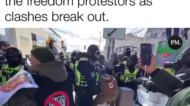 Police continue to advance on the freedom protestors as clashes break out