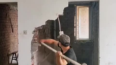 Worker demolishing the house 🏘️ very satisfying vedio 👌