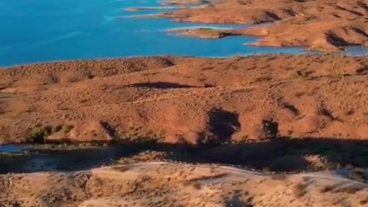 Arial View Alamo Lake Sunset