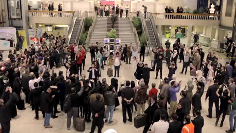 Surprise music performance and flash mob in Mehrabad Airport, Tehran, Ira