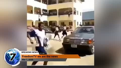 School kids in Africa jumping out the window fear of vaccines