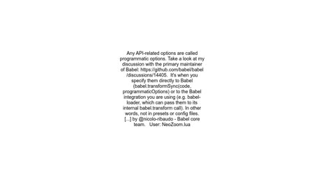 Babel root programmatic options