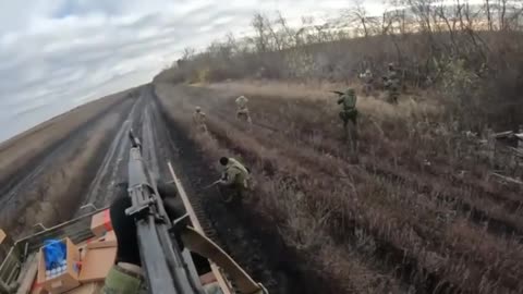 Fighters are firing at an enemy FPV drone.