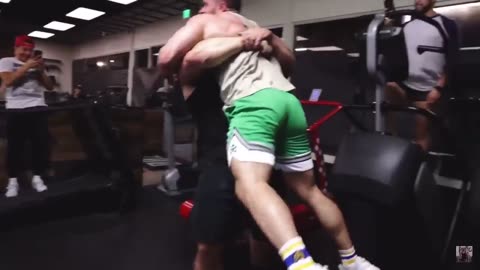 Bradley Martyn wrestling retired strongman Brian Shaw