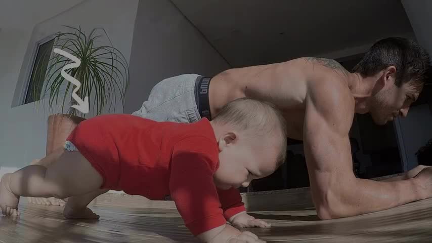 Funny Moments of Baby Exercising with Daddy