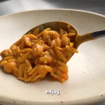 ROASTED TOMATO + CHICKPEA ORZO with ALMOND RICOTTA