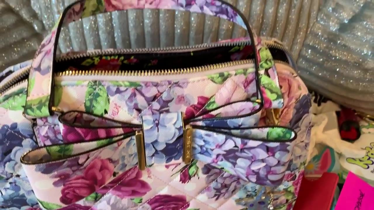 What's in my Betsey Johnson Floral Dome Satchel w/ Bow