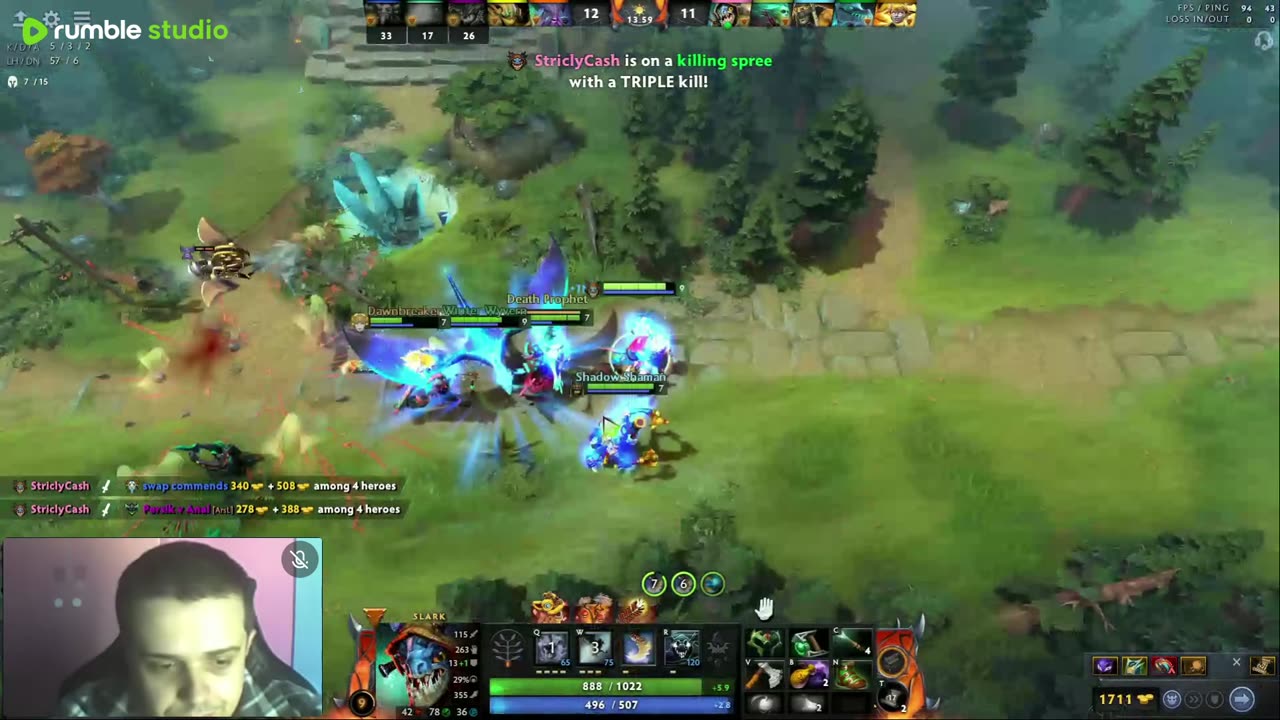 Dota2 carry SLARK pos 1 safe lane core