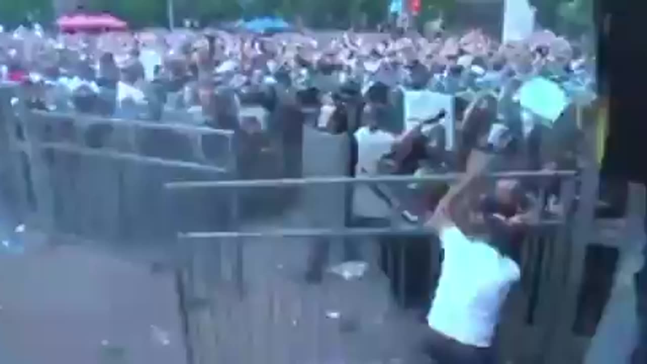 Protesters in Yerevan demanding the resignation of the prime minister faced stun grenades