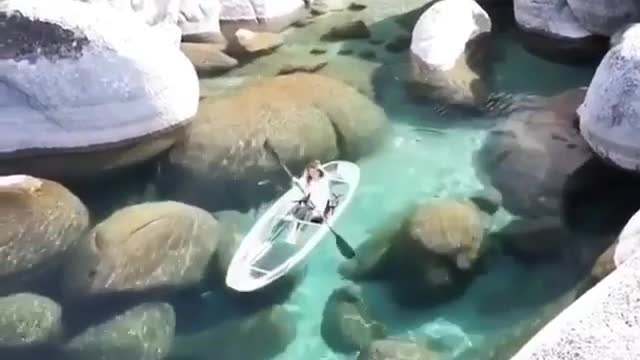 Girl With Kano In Crystal Clear Water