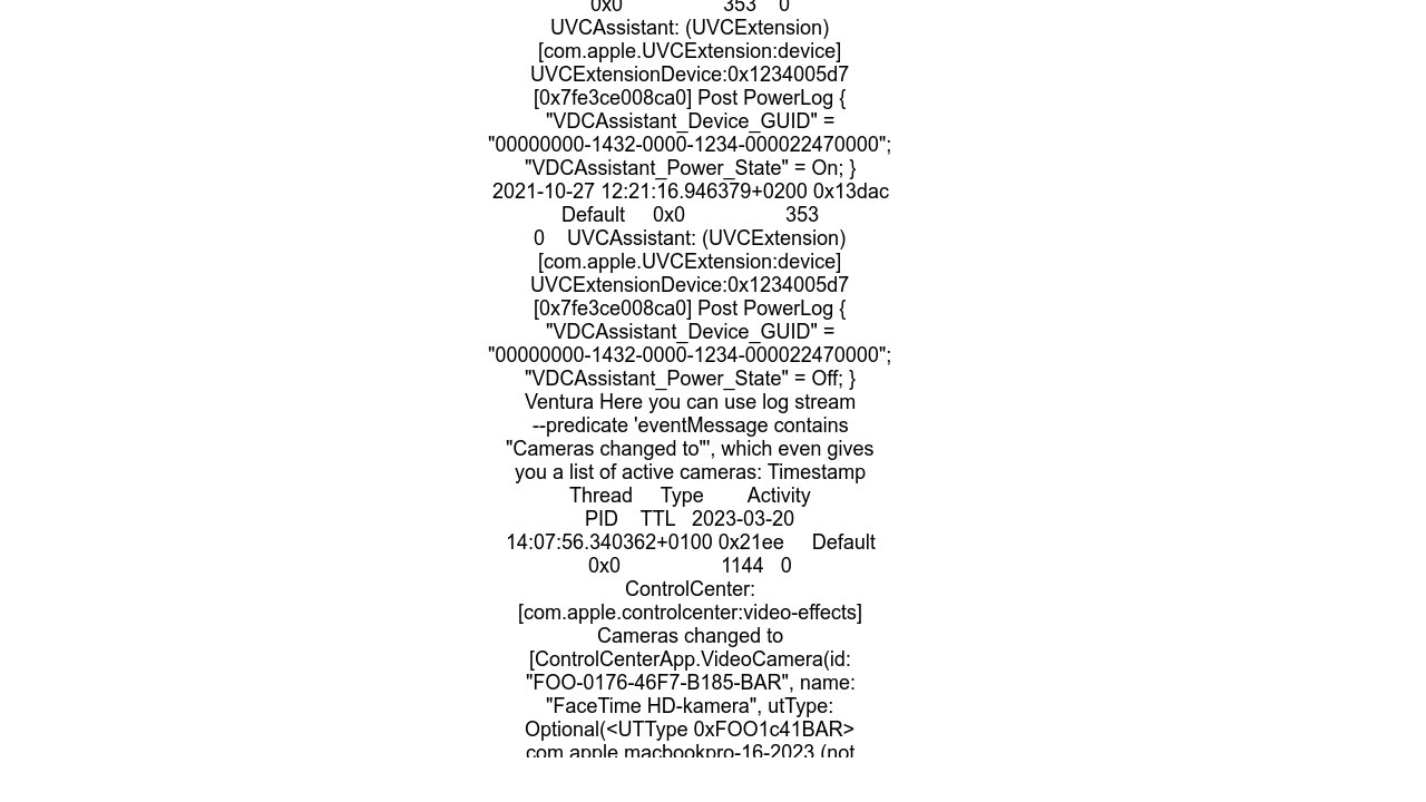 MacOS - detect when camera is turned onoff