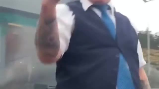 Funny bus driver dancing while passenger khaby lame is waiting