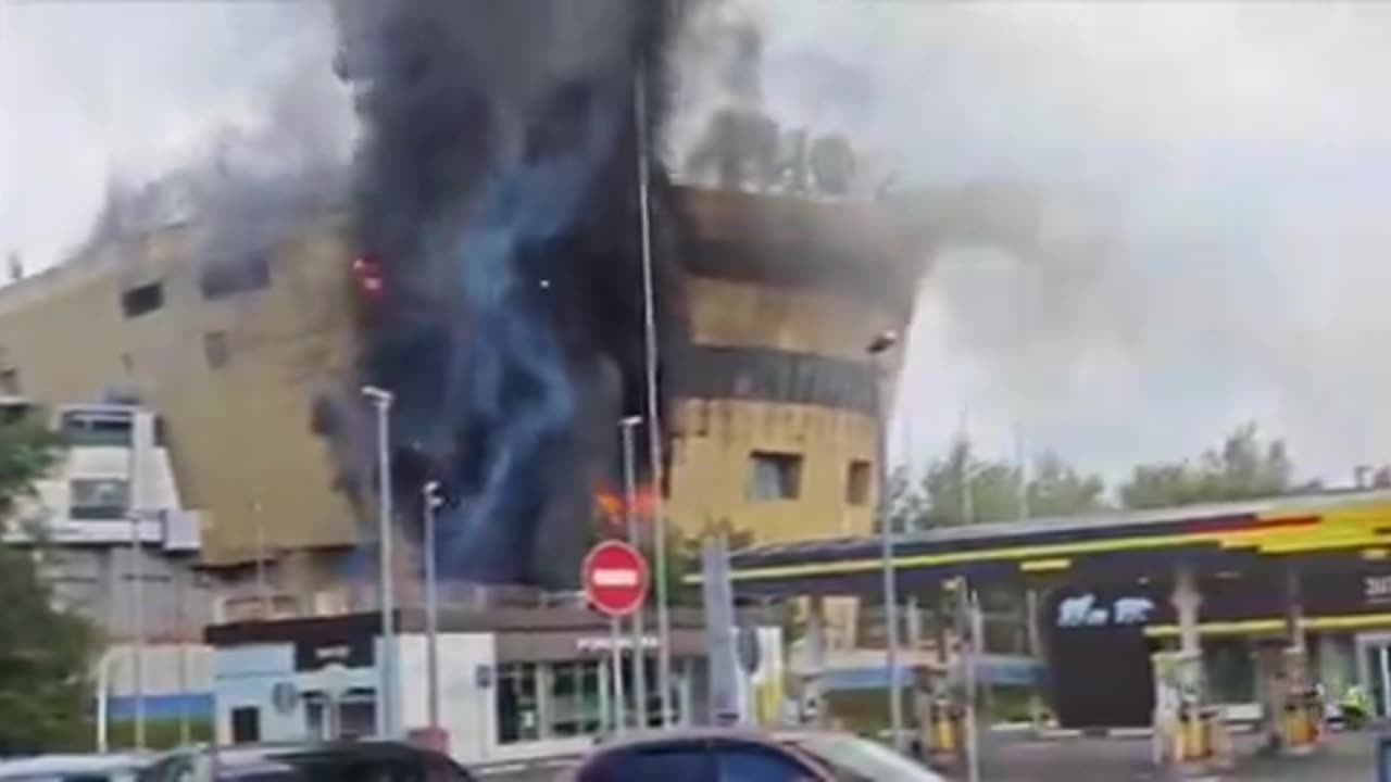 A blaze broke out at the Rio mall in the southwestern part of Moscow, located in Russia