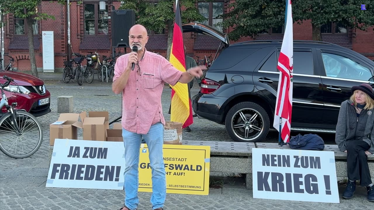 Greifswald - Uwe mit ernsten Worten an die Menschen - Friedens- und Menschenkette 12-08-2024