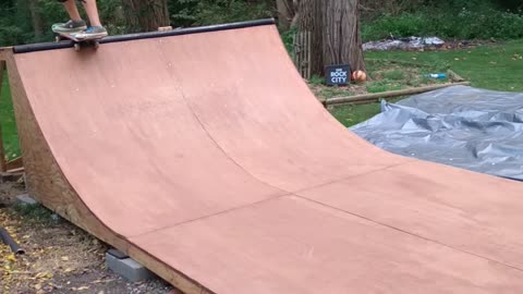 Boy and his new mini-ramp