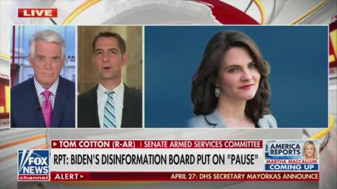 GOP Senator Tom Cotton Warn That Government ‘Ministry Of Truth’ Is Only On Pause