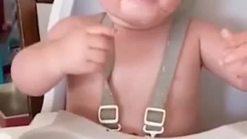 Cute baby eating time